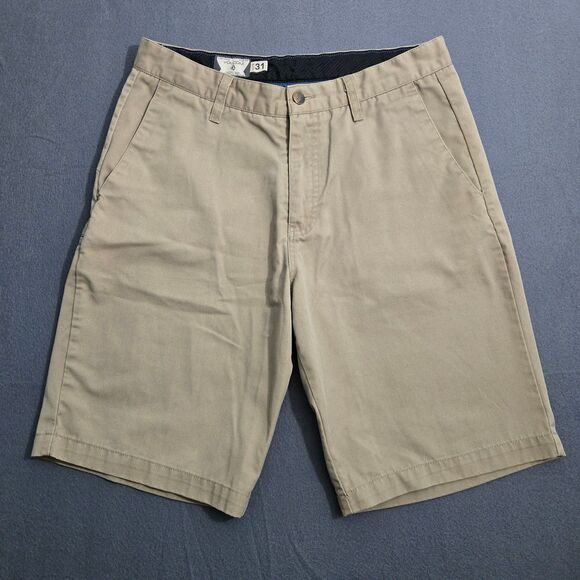 Volcom Men 31 Tan 10.5" Inseam Chino Flat Front Skater Shorts - Picture 1 of 13
